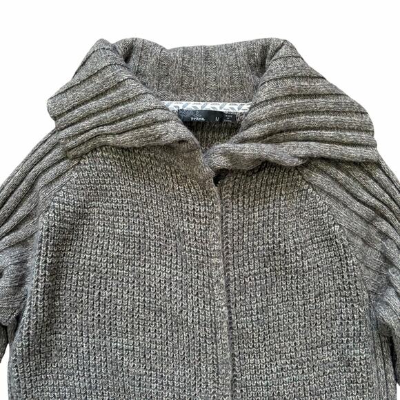 PrAna Womens Yunna Longline Cardigan Medium Olive Green Knit Earthy Cozy Organic - Picture 4 of 10